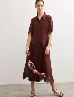 Pure Silk Lace Insert Shirt