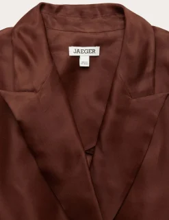 Pure Silk Organza Double Breasted Longline Blazer