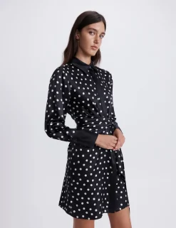 Pure Silk Polka Dot Mini Shirt Dress