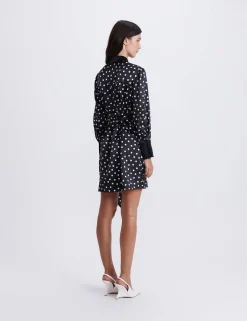 Pure Silk Polka Dot Mini Shirt Dress