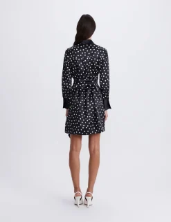 Pure Silk Polka Dot Mini Shirt Dress