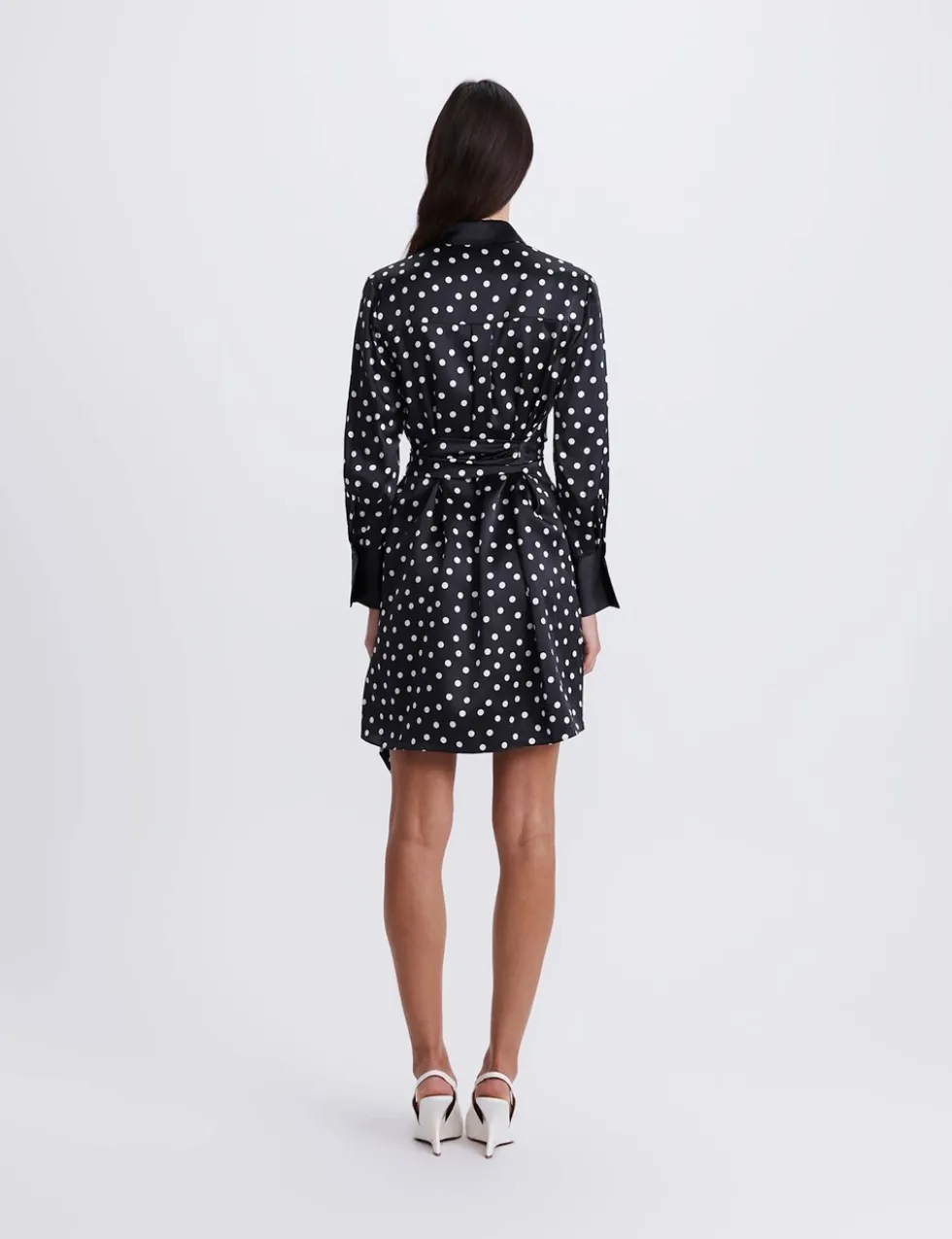 Pure Silk Polka Dot Mini Shirt Dress
