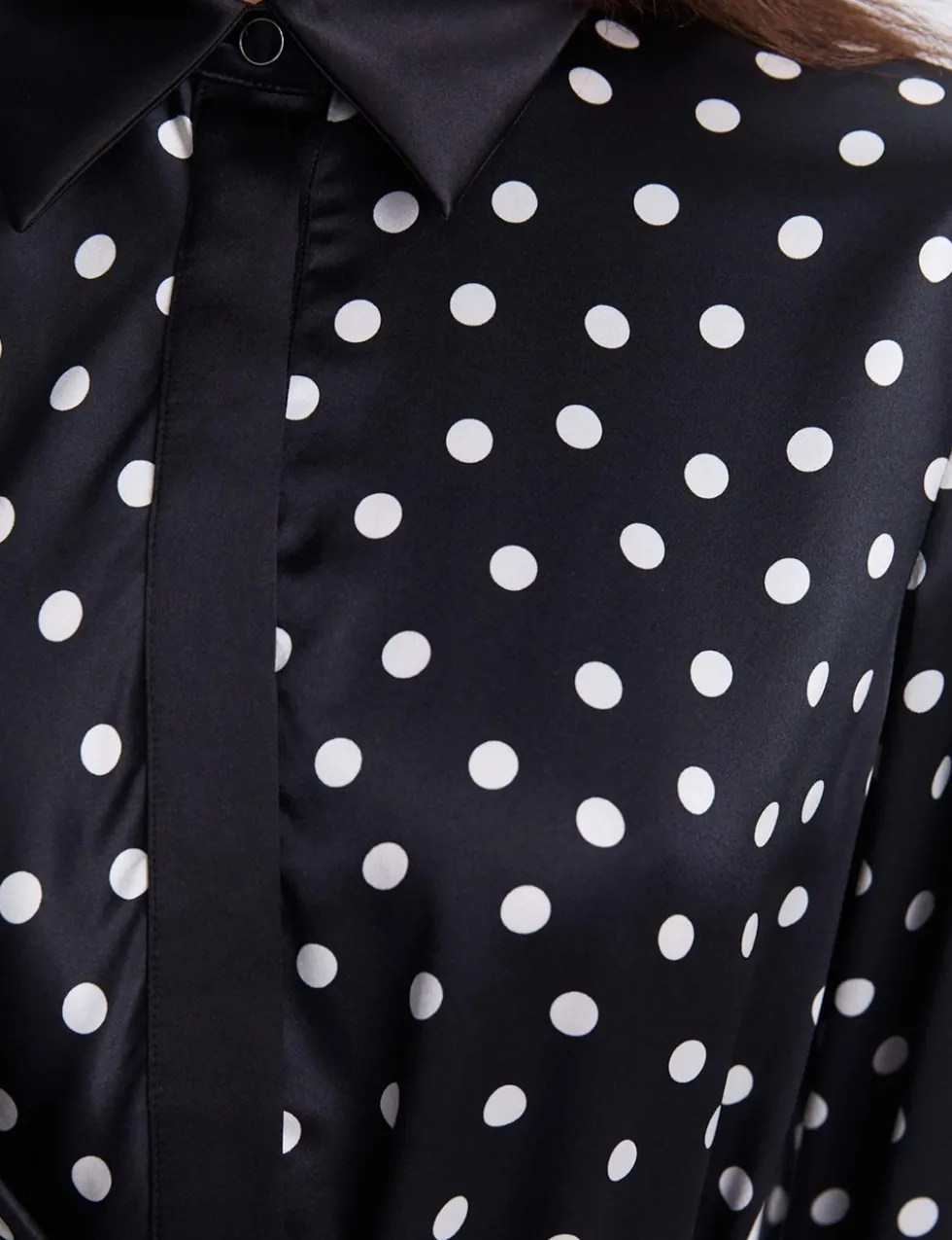 Pure Silk Polka Dot Mini Shirt Dress