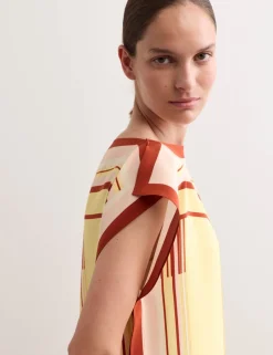 Pure Silk Printed Midi Column Dress
