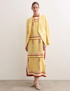 Pure Silk Printed Midi Column Dress