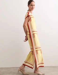 Pure Silk Printed Midi Column Dress