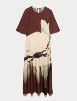 Pure Silk Printed Midi Dress