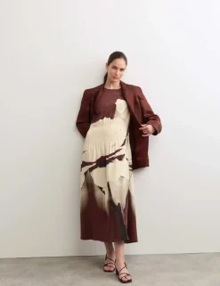 Pure Silk Printed Midi Dress