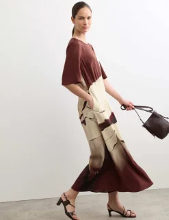Pure Silk Printed Midi Dress