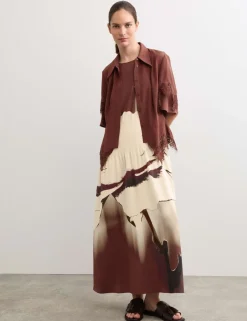 Pure Silk Printed Midi Dress