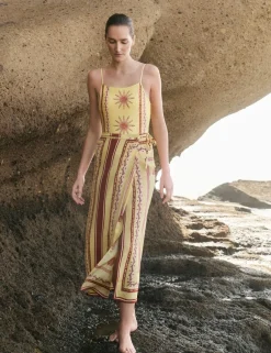 Pure Silk Scarf Print Midi Wrap Skirt