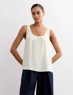 Pure Silk Sculpted Detail Shell Top