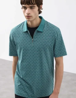Pure Supima® Cotton Geometric Polo Shirt