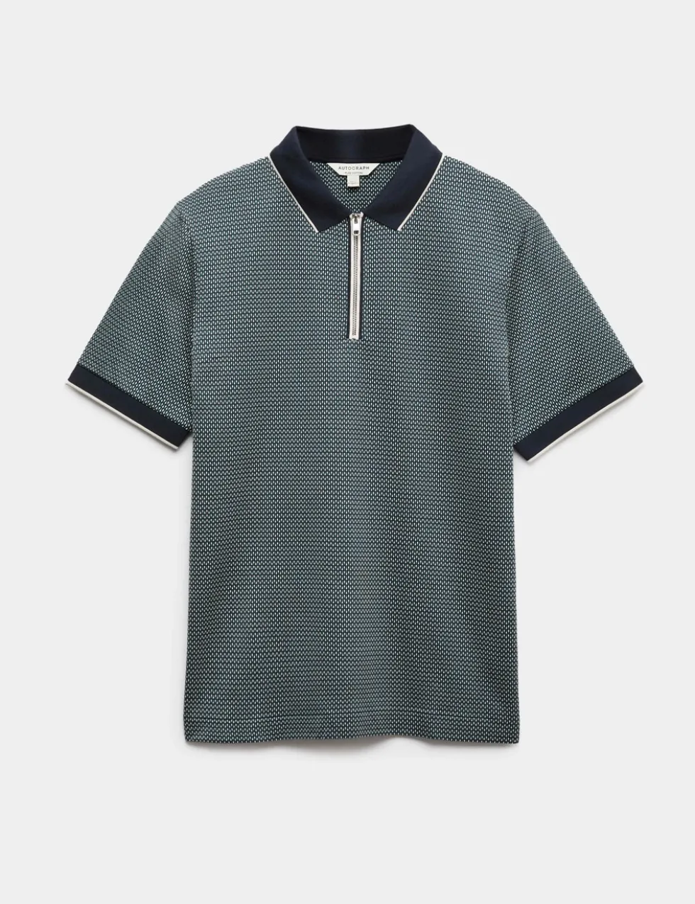 Pure Supima® CottonJacquard Zip Up Polo Shirt