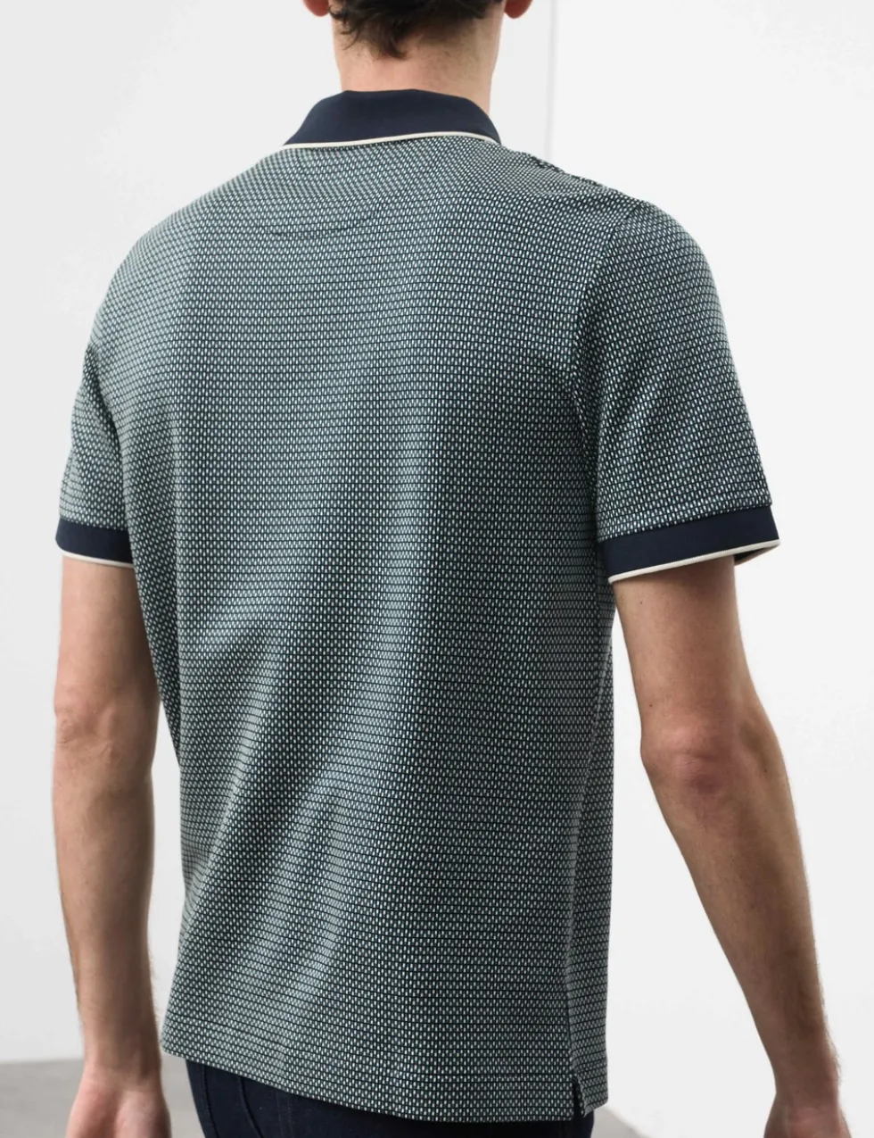 Pure Supima® CottonJacquard Zip Up Polo Shirt