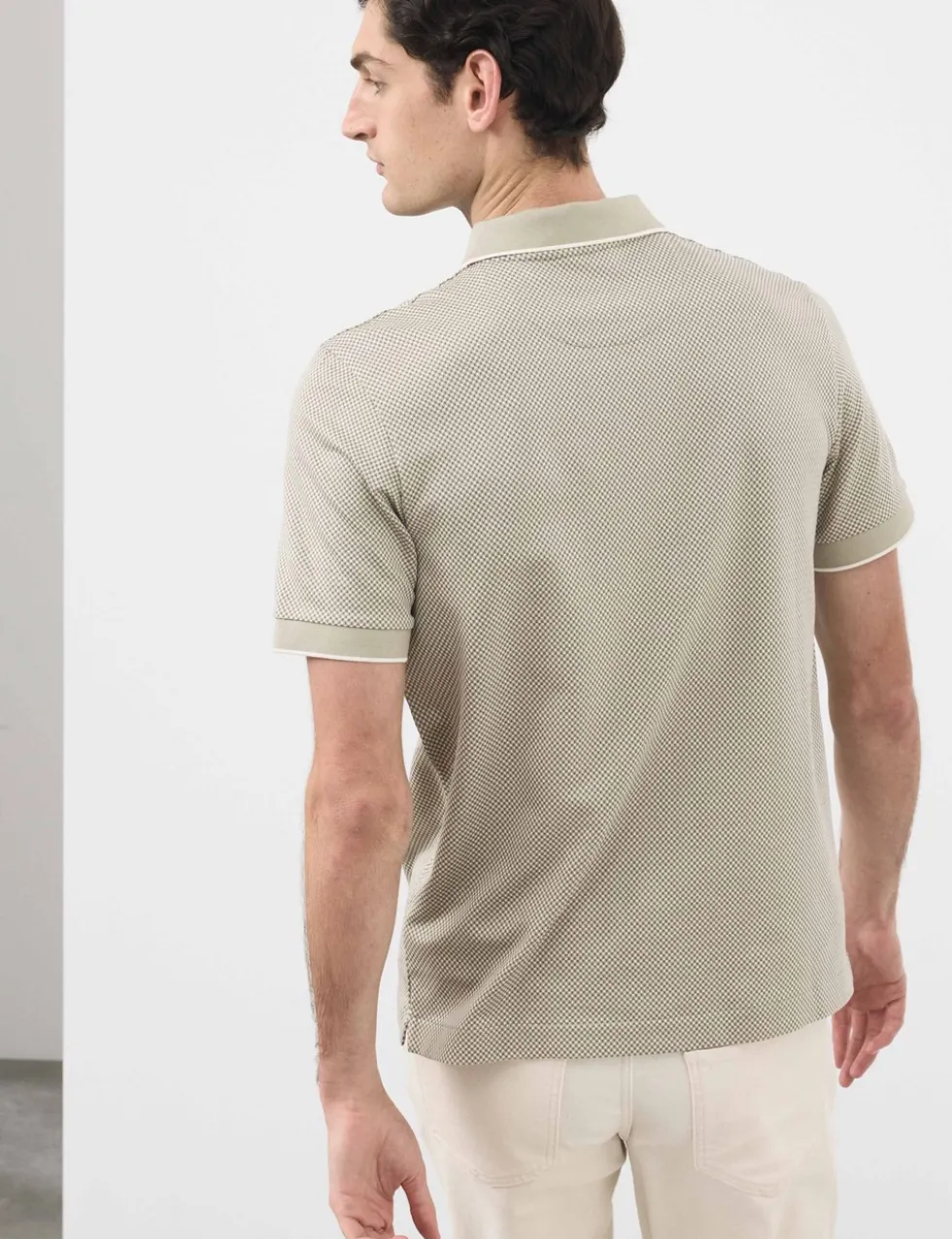 Pure Supima® CottonJacquard Zip Up Polo Shirt