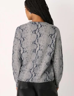 Pure Wool Animal Print Crew Neck Jumper