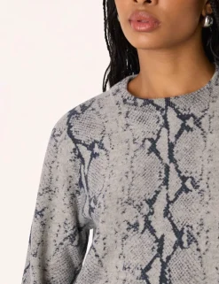 Pure Wool Animal Print Crew Neck Jumper