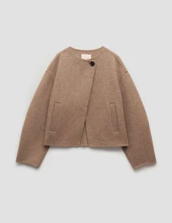 Pure Wool Collarless Short Jacket