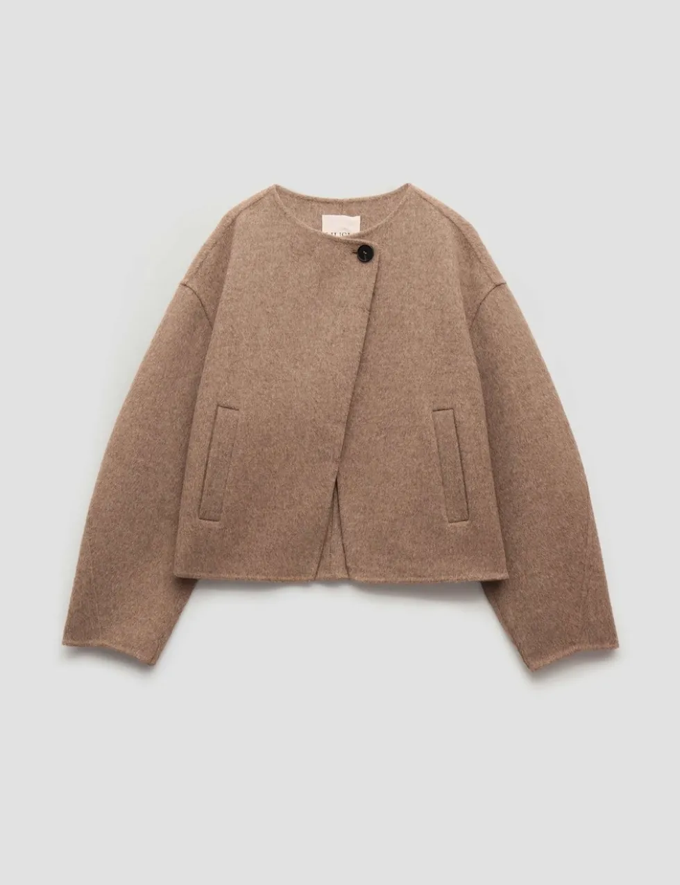 Pure Wool Collarless Short Jacket