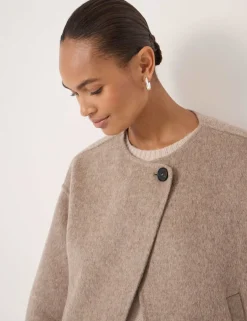 Pure Wool Collarless Short Jacket