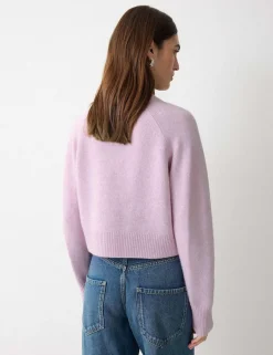 Pure Wool Crew Neck Cropped Cardigan