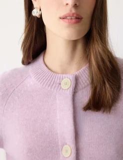 Pure Wool Crew Neck Cropped Cardigan