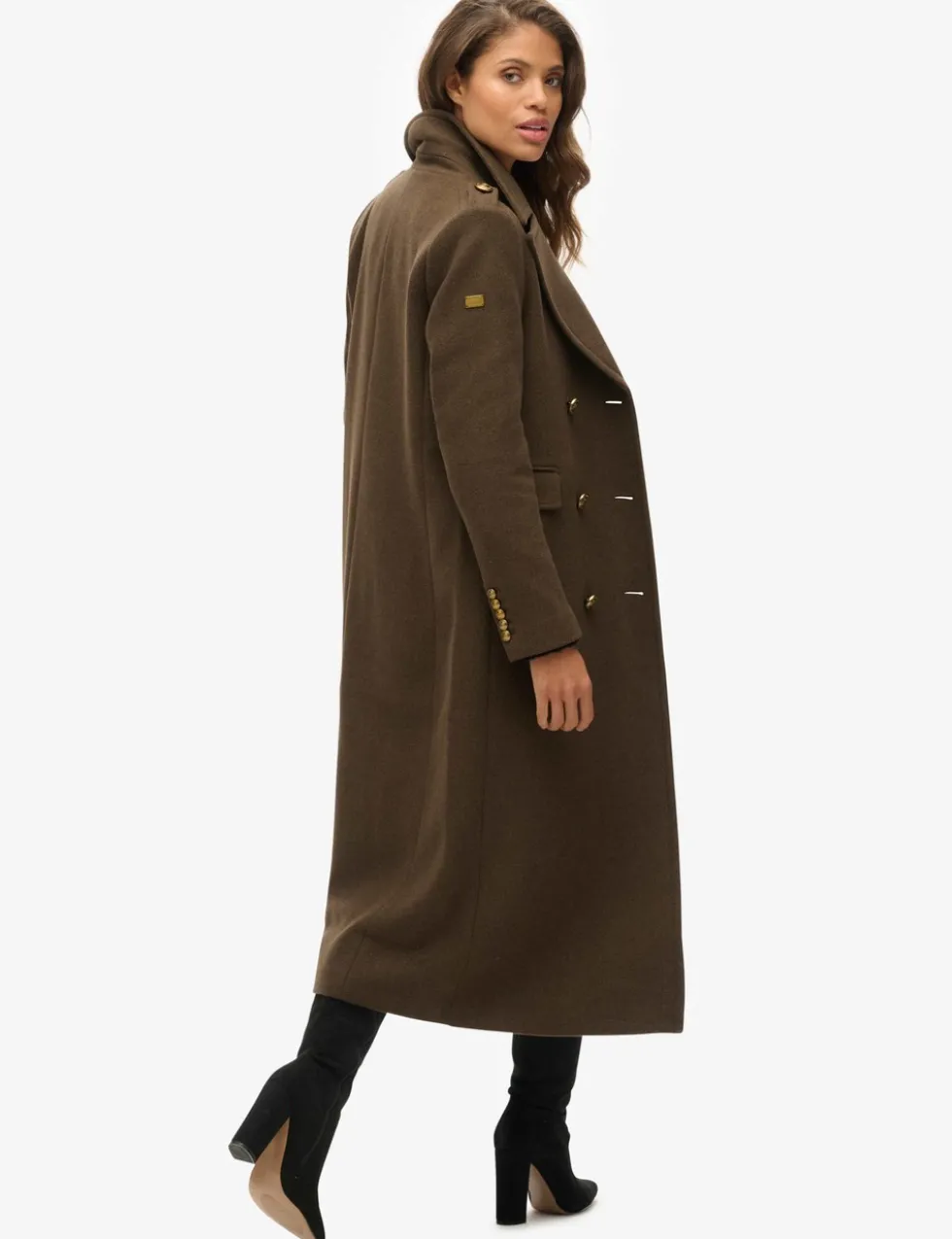 Pure Wool Double Breasted Longline Coat