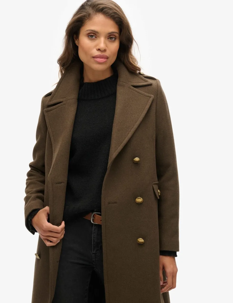 Pure Wool Double Breasted Longline Coat