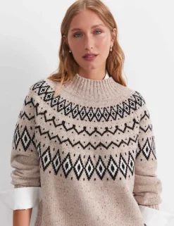 Pure Wool Fair Isle Funnel Neck Jumper