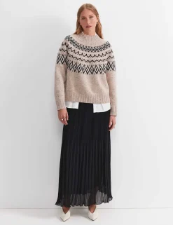Pure Wool Fair Isle Funnel Neck Jumper