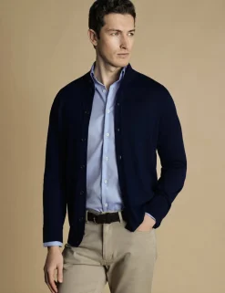 Pure Wool Funnel Neck Cardigan