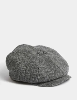 Pure Wool Herringbone Baker Boy Hat