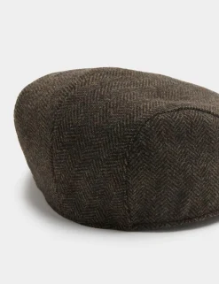 Pure Wool Herringbone Flat Cap