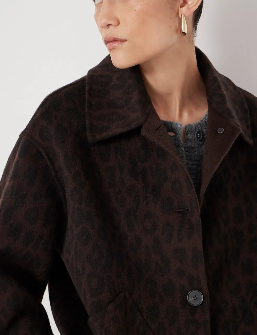Pure Wool Leopard Print Double Faced Jacket