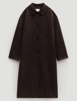 Pure Wool Leopard Print Double Faced Coat