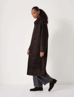 Pure Wool Leopard Print Double Faced Coat