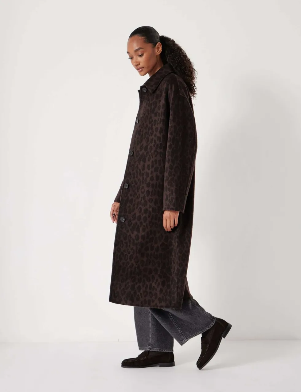 Pure Wool Leopard Print Double Faced Coat