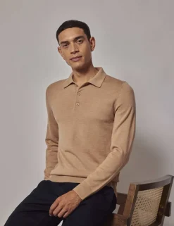 Pure Wool Long Sleeve Polo Shirt
