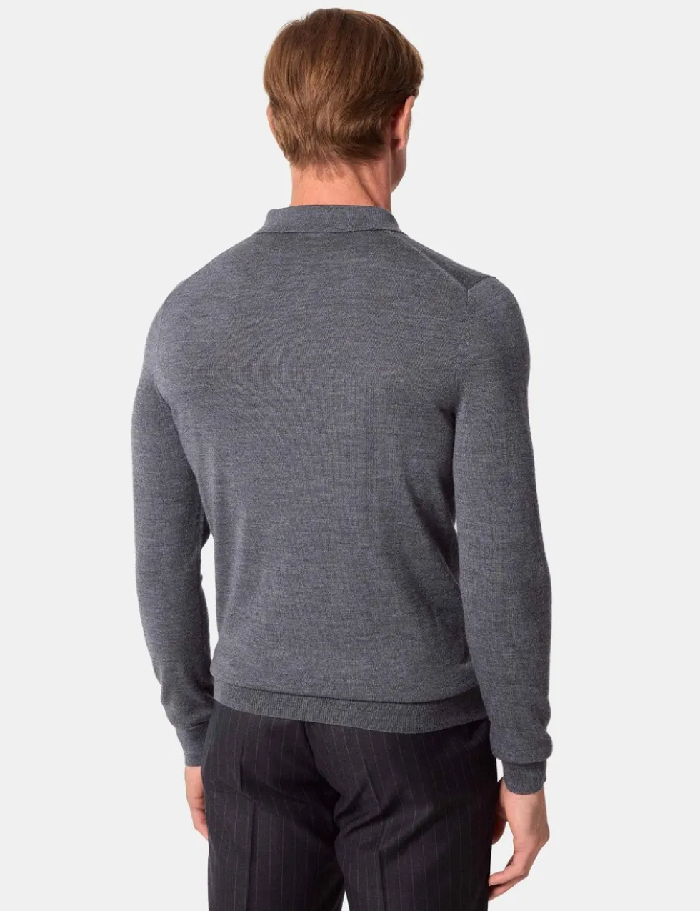 Pure Wool Long Sleeve Polo Shirt