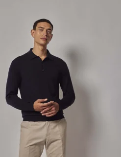 Pure Wool Long Sleeve Polo Shirt