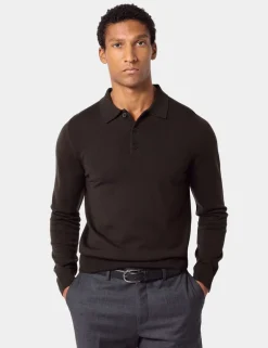 Pure Wool Long Sleeve Polo Shirt