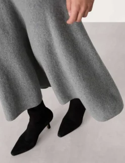 Pure Wool Midi A-Line Skirt