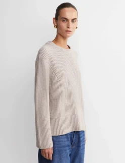 Pure Wool Ribbed Crew Neck Relaxed Jumper