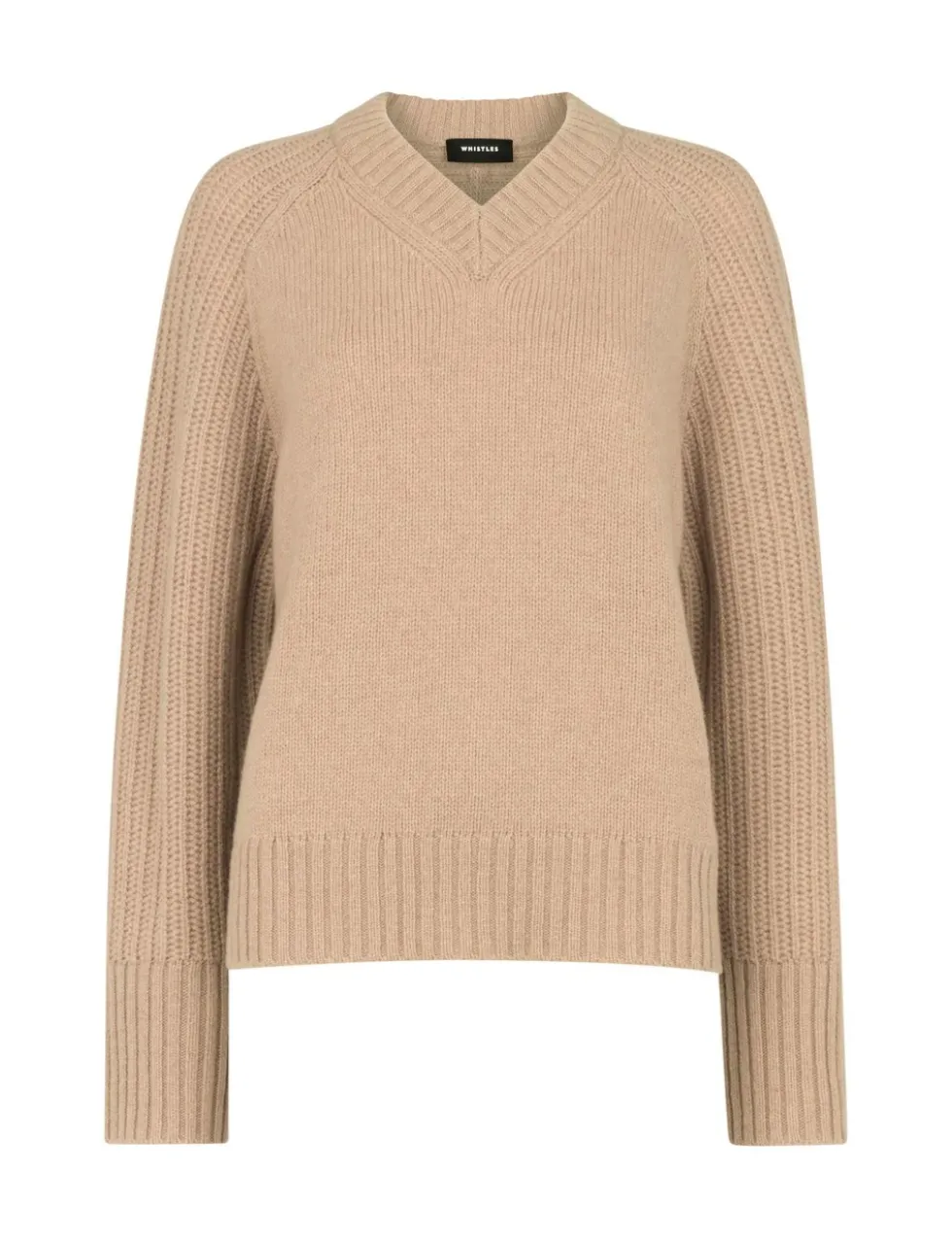Pure Wool Ribbed V-Neck Jumper