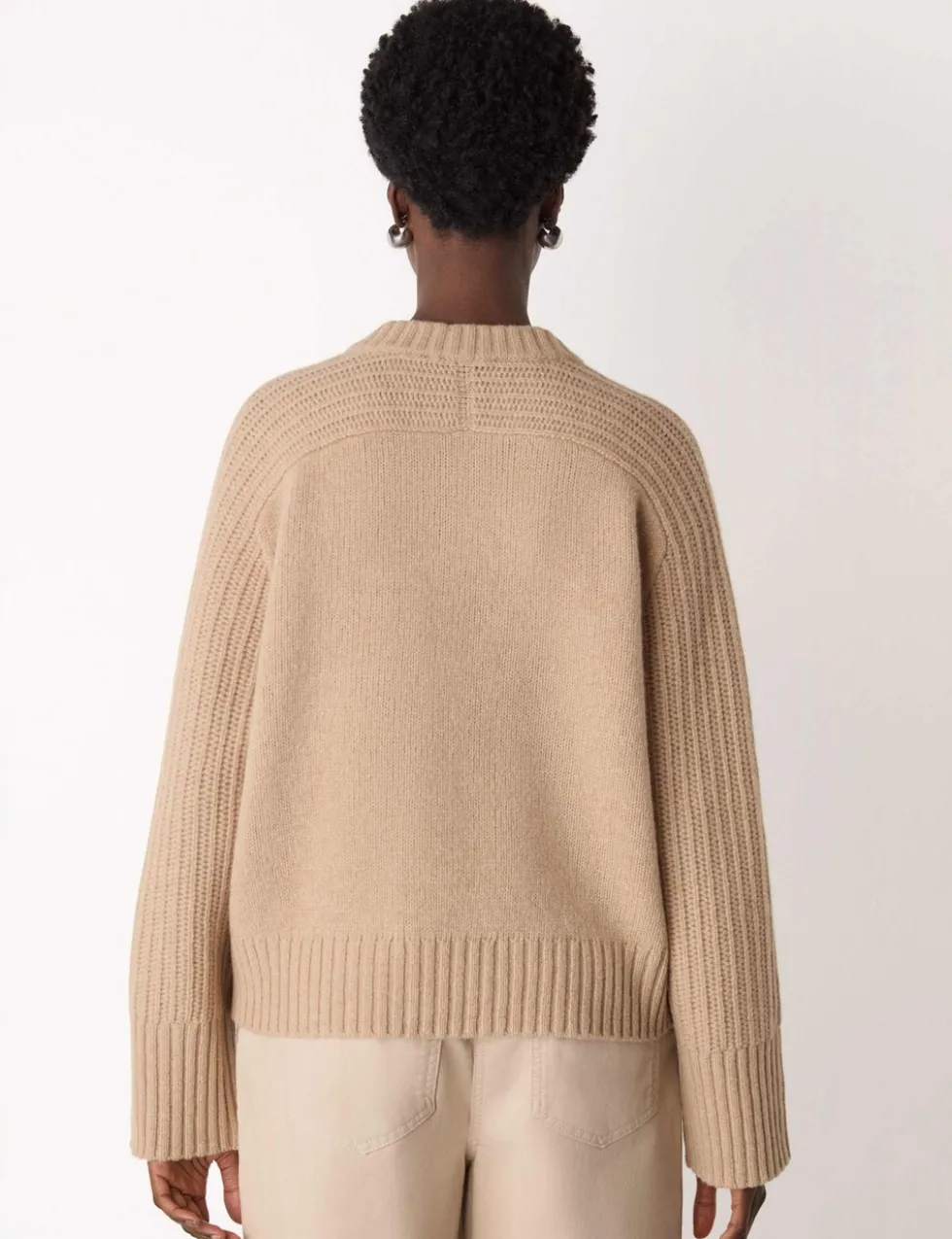 Pure Wool Ribbed V-Neck Jumper
