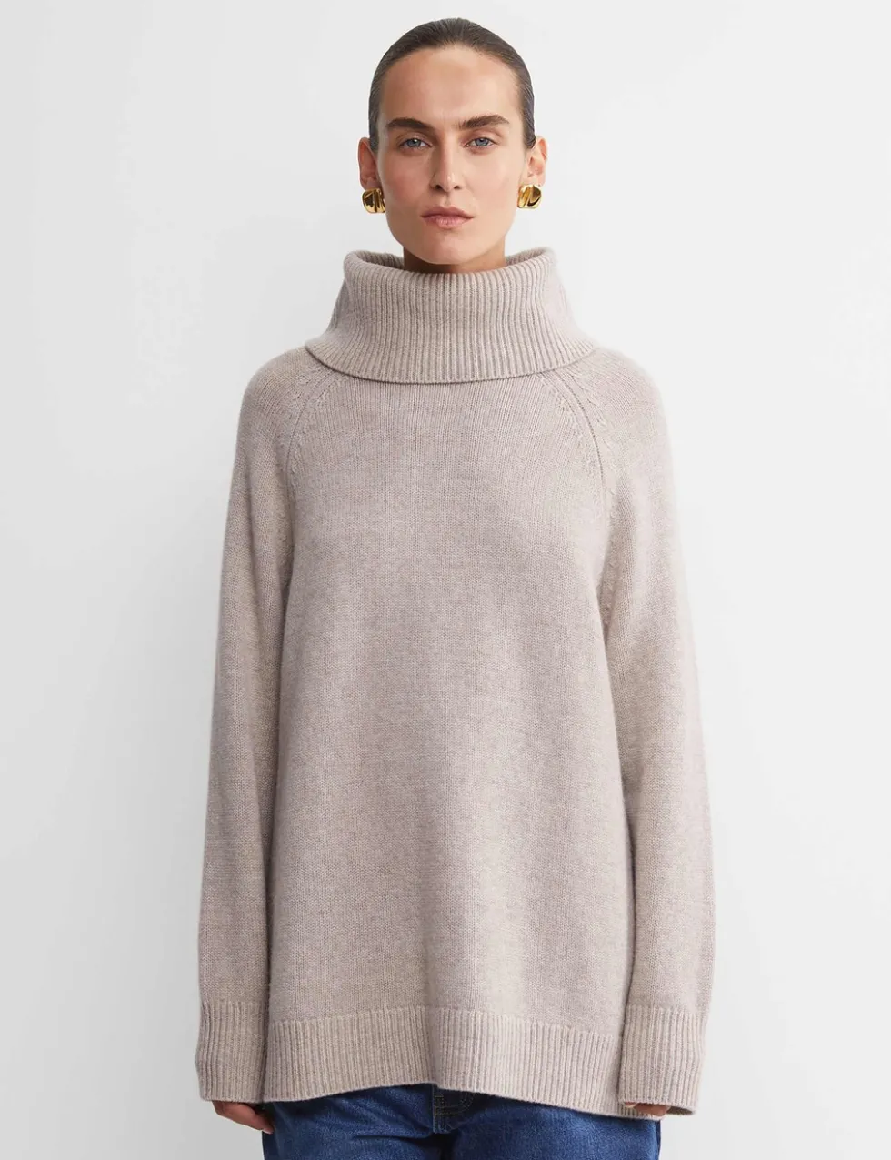 Pure Wool Roll Neck Relaxed Jumper