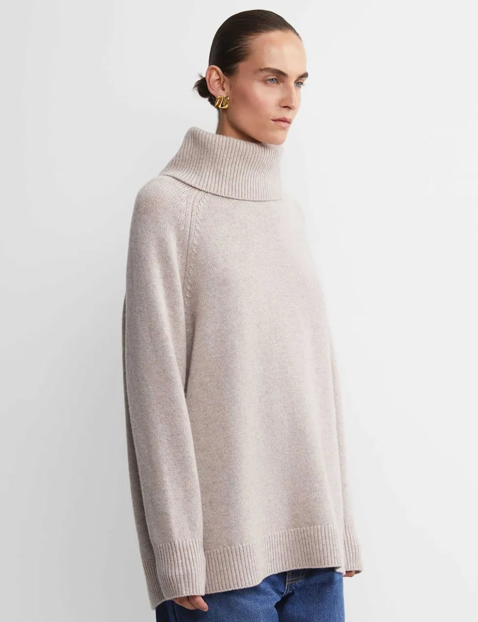 Pure Wool Roll Neck Relaxed Jumper