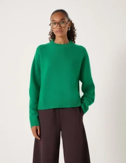 Pure Wool Textured Crew Neck Jumper