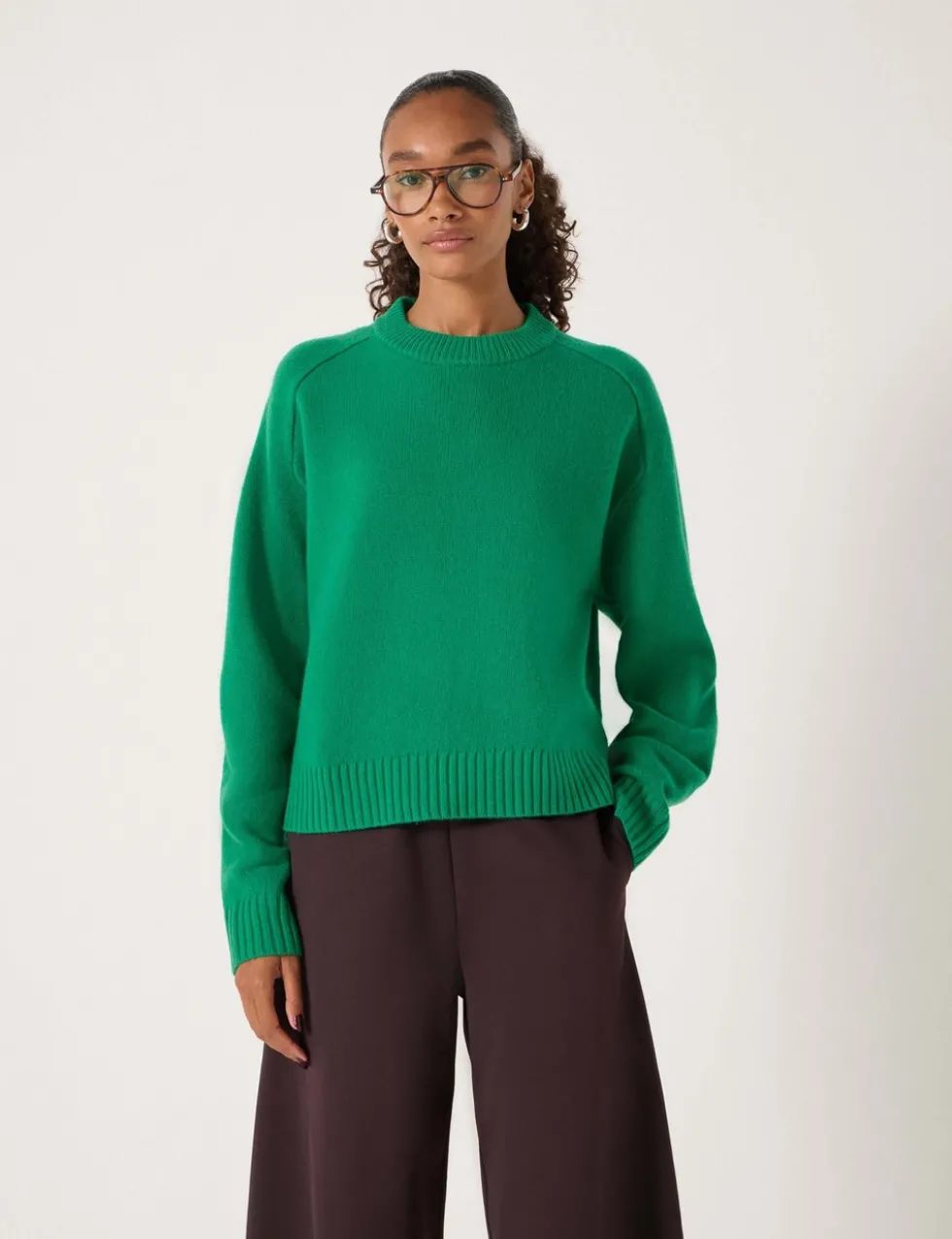 Pure Wool Textured Crew Neck Jumper